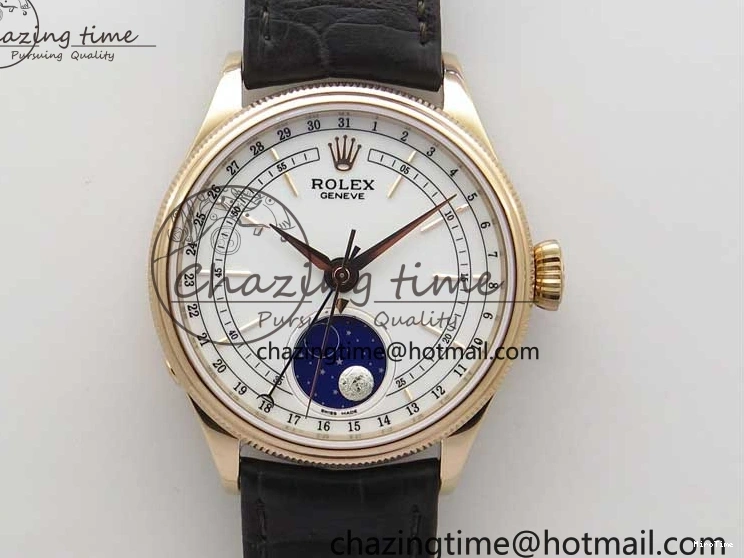 MiroTime 0320 Cellini 50535 Moonphase RG GMF Best Edition White Dial on Brown Leather Strap A Lightweight 2634